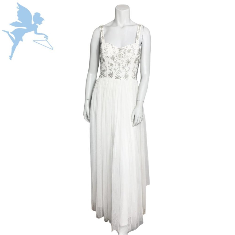 NWT AQUA Sweetheart Beaded Mesh Fairycore Gown